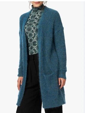 Brora Teal Superkid Mohair Blend Soft Open
Cardigan Size 8-10